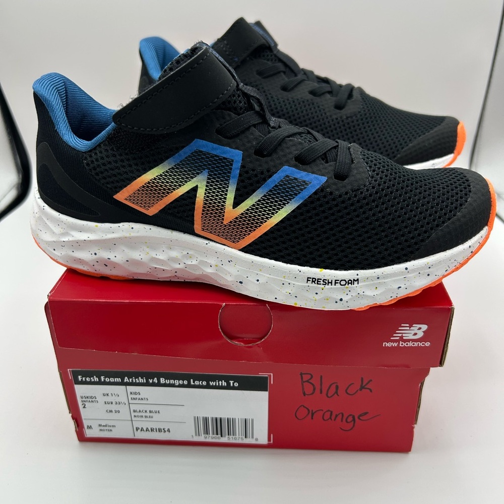 New Balance Kids' Black and Orange Sneakers